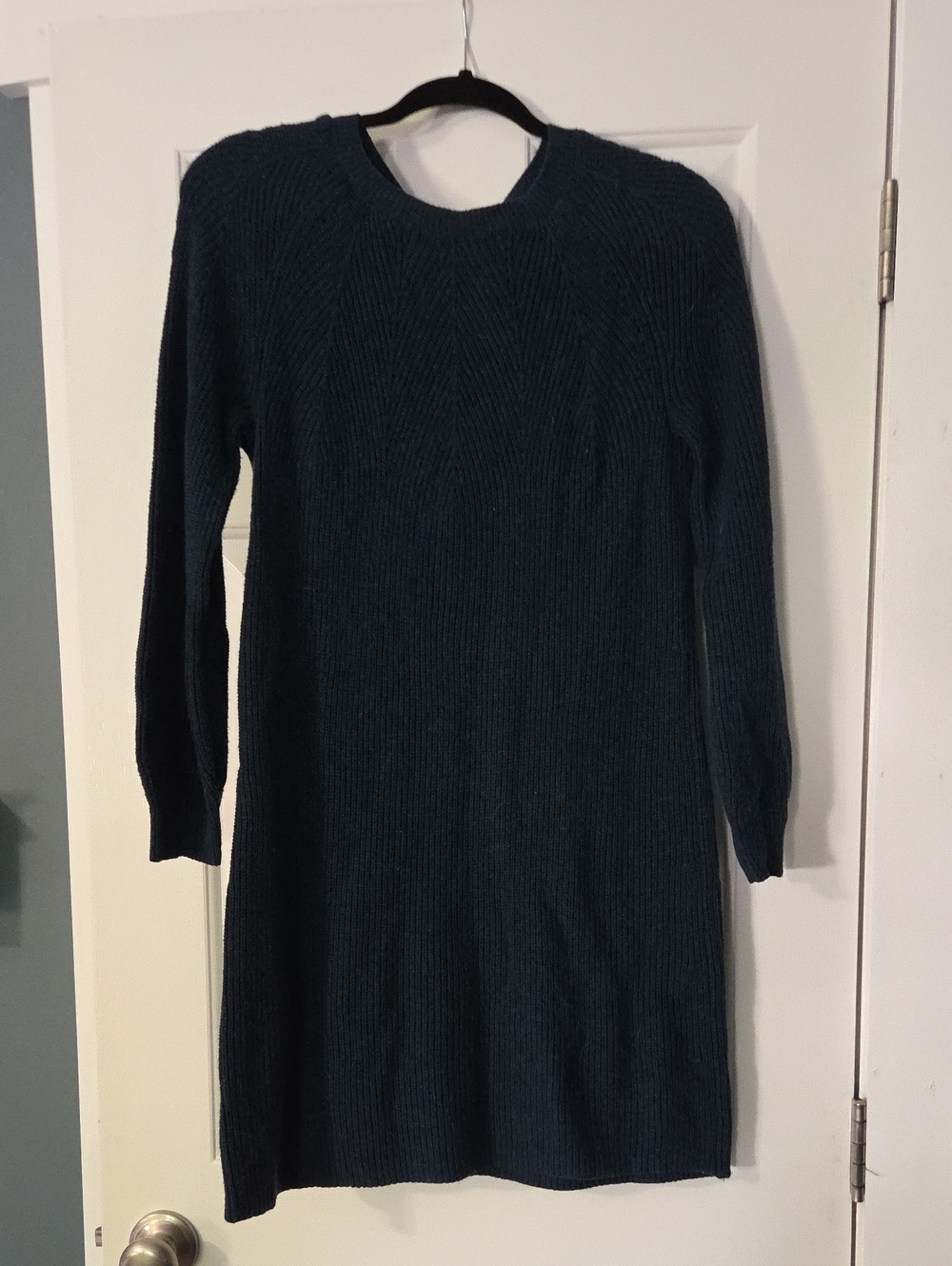 Dark Teal Knit Long Sleeve Sweater Dress